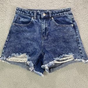 Organic‎ Blue Brand Shorts 5/27 Wide Leg High Rise Distressed Cotton